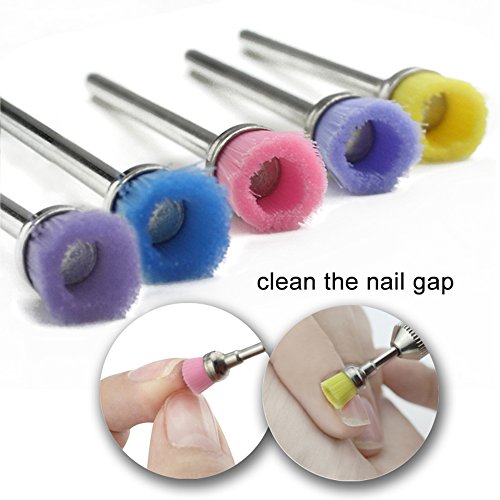 TP 5PCS 3/32'' Electric Nail Art Drill Bit Brush Cleaner Rotary Manicure Drilling Cleaning Tool Machine Accessories - Mixed color