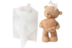 Xidmold MVM Moule à bougie en silicone avec slogan 3D en forme d'ours en peluche pour fondant, chocolat, décoration de gâteau, savon, plâtre, résine d'art, anniversaire, fête des mères, fête des pères