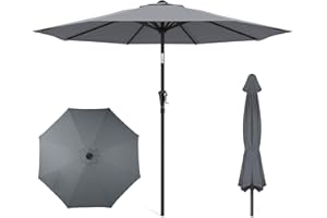 HOMSHADE 274 cm Sonnenschirm UPF50+ mit Einhand-Kipphebel, Kurbel & 8 Stahlrippen für Terrasse/Balkon/Pool Marktschirm (ohne Ständer)