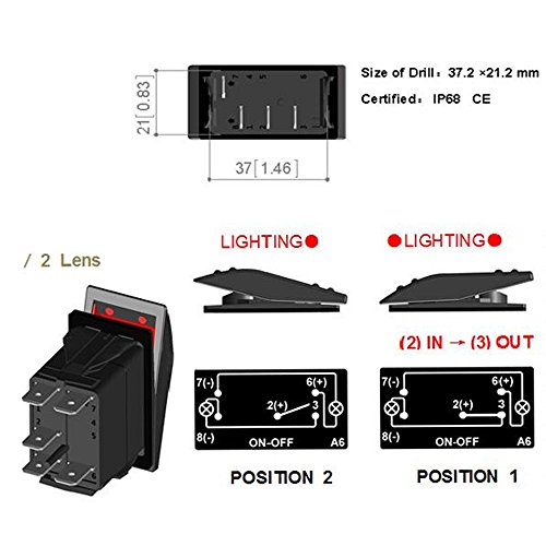 LED Light Bar Rocker Switch On/Off Toggle Switch Blue LED Backl 5Pin