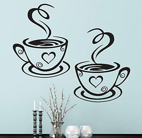 Lumanuby Wandtattoos Küche Wanddeko Kaffee Wandsticker Wandaufkleber für Glasfenster Café Esszimmer Und Restaurant - 3