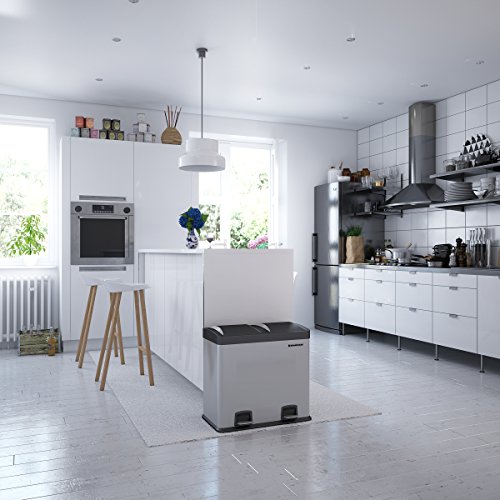Songmics Mülleimer Abfalleimer 48 L für Küche Mülltrennsystem mit Pedal Edelstahl LTB48L - 2
