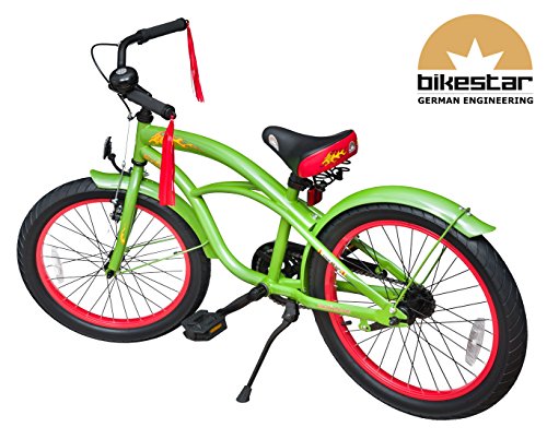 BIKESTAR® Premium Design Kinderfahrrad für coole Kids ab 6 Jahren ★ 20er Deluxe Cruiser Edition ★ Gecko Grün - 4