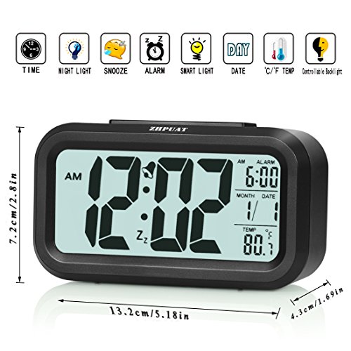 ZHPUAT Digital-Wecker Digitaluhr große LCD-Ziffern mit Hintergrundbeleuchtung Schwarz - 3