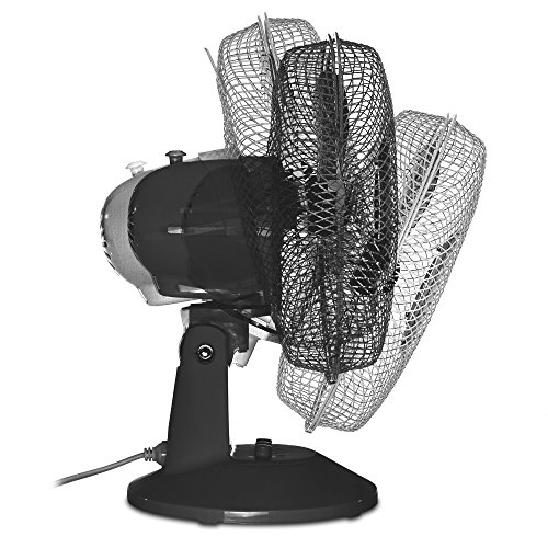 TROTEC Tischventilator TVE 11 | Automatische 100°-Oszillation mit Abschaltfunktion | Tisch Ventilator mit 2 Geschwindigskeitsstufen | Leistungsaufnahme 25W | geringes Betriebsgeräusch | schwarz | Durchmesser 23 cm - 6