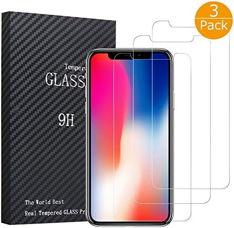 Derocki iPhone X Screen Protector, [3-Pack] 9H Tempered Shatterproof Glass Screen Protector Anti-Shatter Film for iPhone X [Touch Compatible]