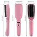 Hair Straightener Brush, YANX Anti-Static Ceramic Hair Straightening Brush 2-in-1 Electric Heating Anion Hair Brush with a Travel Bag (Pink)