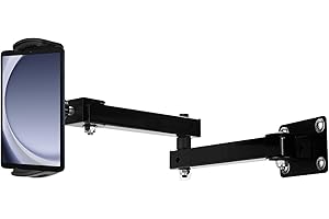 Buachois Tablet Wall Mount Holder, 360°Rotating Phone Holder Arm Bracket 10-45 cm Extendable Adjustable Wall Mounted Tablet Holder for 4-13in Devices Mobile Phones Tablets