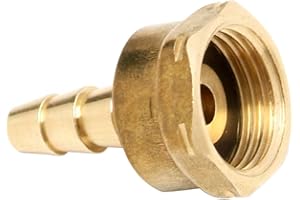 VICHOME Adaptador para regulador de Gas Regulable – Rosca a Izquierda (LH) – Cuerpo metálico Dorado, instalación Sencilla – Espiga para Manguera ≈9 mm – NO G1/2 ni R1/2 (1 Pieza)