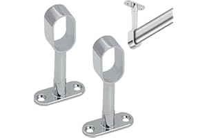 SULIUDAJI Paquete de 2 soportes para barra de armario, soportes ovalados para barra de armario, soporte central, adecuado para tubos redondos de armario, barras de cortina de techo