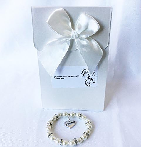 Bridesmaid Bracelet Gift with Charm Ivory Wedding Jewellery Gifts At Dawn (15cm - Approx 6-9 Years)