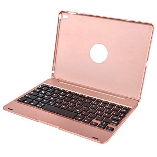 iPad Air 2/Pro 9.7 Bluetooth Tastatur Hülle, Collen Bluetooth Keyboard Case mit Auto Sleep / Wake Funktion, Deutsches Tastaturlayout (Rose Gold) - 6