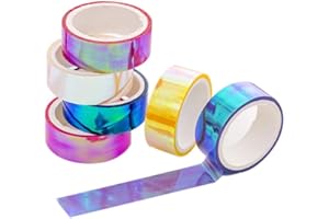 Uoeo 6 Rollen rhythmische Gymnastik, Dekoration, holografisch, prismatisch, Glitzerband, Aufkleber, Farbe, wasserdicht, je 5 m, gute Qualität