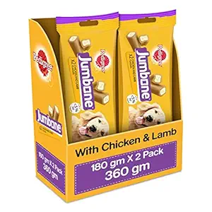 Pedigree Jumbone Dog Treat, Chicken & Lamb Flavour ? 180g (Pack of 2)