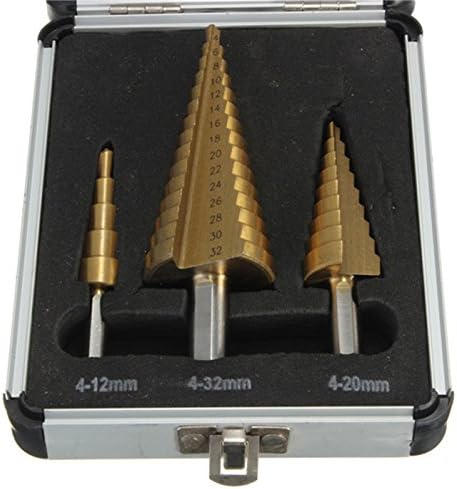 Lexpon/Stepped Drill High-Speed Steel 4-12/4-20/4-32 mm 3 piece set