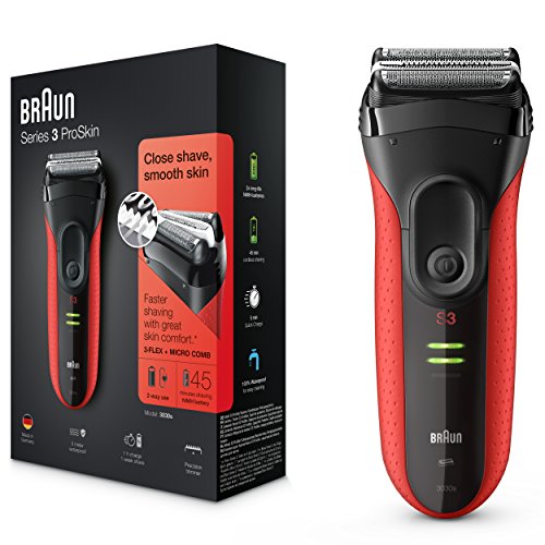 Braun Series 3 Elektrischer Rasierer 3030s, rot/schwarz