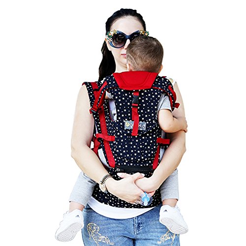 Zuoao Babytrage,Ergonomischen 360 Neugeborene Baby Baumwolle Einstellbar Carrier Babytragetuch Tragehilfe Babyträger Wrap Bauchtrage für Kinder und Kleinkinder Blau(0-23KG, 3-36 Monate)