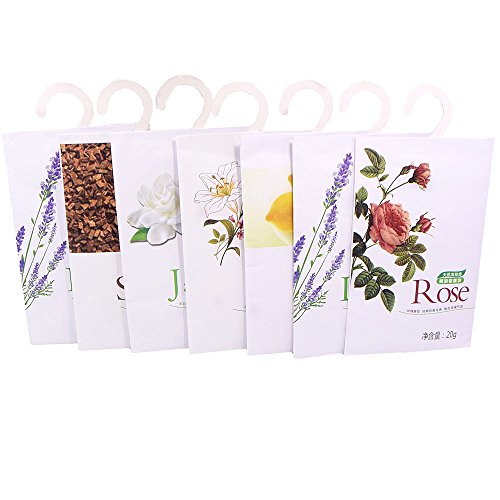 YUMSUM Frische Kleidung Duftende Duftkissen Beutel 7 Pack Set mit Aufhänger Geeignet für Schubladen Schränke Zimmer Kleiderschrank Badezimmer Autos, 20g