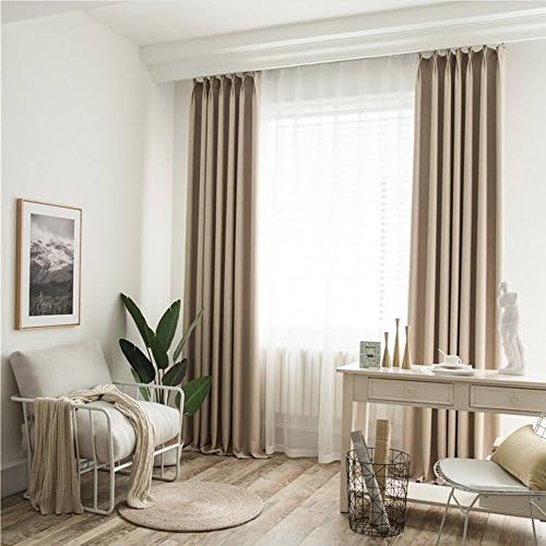 Cotton and Linen Blackout Curtains For Bedroom Living Room Restaurant Balcony Plain Opaque Curtains with Eyelets 245 x 140 cm (H x W)