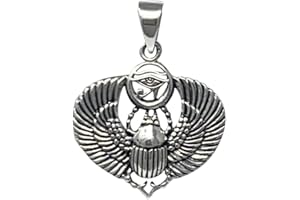 Treasure Bay 925 Sterling Silver Egyptian Winged Scarab Beetle Pendant for Women and Men
