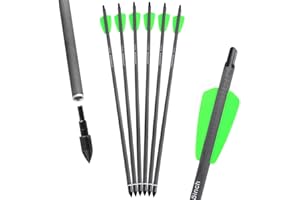 AMEYXGS Boulons d'arbalète de tir à l'arc Flèches d'arbalète en Carbone de 7,5" 15" avec encoches de Lune en Plumes de 2" et Pointe Amovibles pour la Pratique de la Cible 12/24pcs