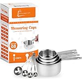 Anuaaroh Stainless Steel Measuring Cups & Spoon Combo for Dry or Liquid/Kitchen Gadgets for Cooking & Baking Cakes/Measuring 