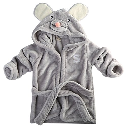 Baby Girls & Boys Fleece Dressing Gown Robes Super Soft Fleece Bath Robe (6-12 Months, Mouse)