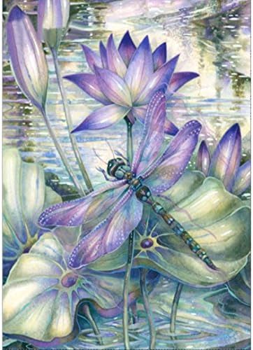 Hukz Handmade Diamond Painting Dragonfly Cross Stitch Craft Kit Rhinestone Pasted DIY Wall Stickers for Living Room Decoration (30X40cm)