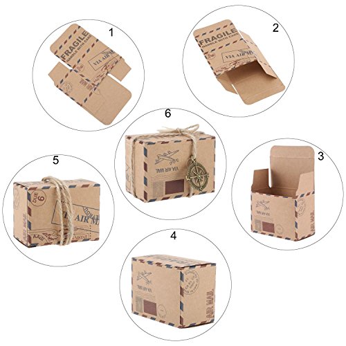 Foonii 50pcs Retro Kraftpapier Süßigkeit GeschenkBox Karton, Schokolade Kasten Hochzeits Dekoration Hochzeit Taufe Decoration Hochzeit GeschenkBox Brautparty Jubiläum Hochzeit Geburtstagsfeier Praline box - 5