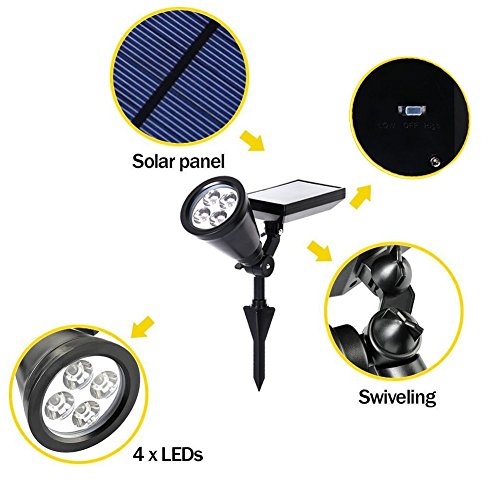 B-right® 200 Lumen solarbetriebene LED außen Solarleuchten Außenleuchte Wasserdichte Outdoor-Wandleuchten für Garten, Terrasse, Auffahrt, Warmweiß (3000K). Eine-Jahre-Garantie - 5