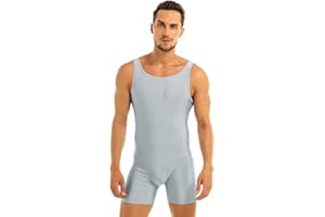 YOOJIA Mens One Piece Sleeveless Bodysuit Stretchy Gym Jumpsuit Sports Tank Unitard Wrestling Boxer Shorts