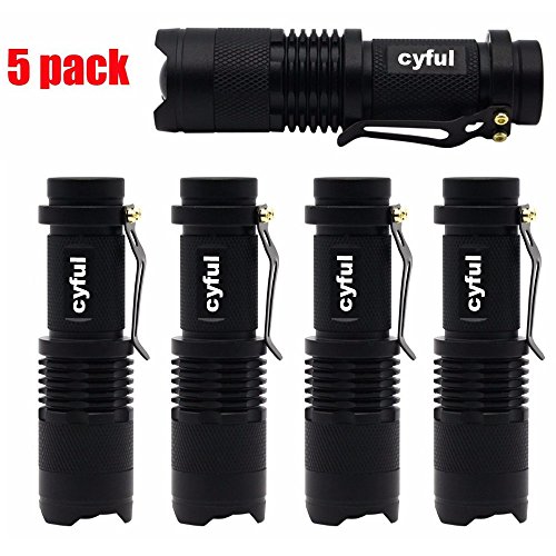 cyful CREE Q5 3W Led 350 Lumens 3 mode mini Flashlight Zoomable Torch AA