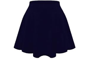 janisramone Kids Girls Children New Plain Flippy Flared High Waistband Stretch Short Mini Skater Skirts