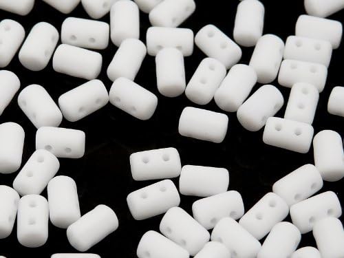 20 Grams (0,71 Ounces) Czech Glass Two-Hole Seed Beads RULLA 3x5mm Chalk White MAT