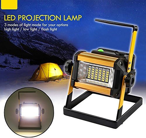 30W LED Work Light Battery Portable Flood Light 2400LM IP65 Waterproof Camping Outdoor Emergency Hand Work Lamp (4 x 18650 Battery NOT Included) (Type 1)