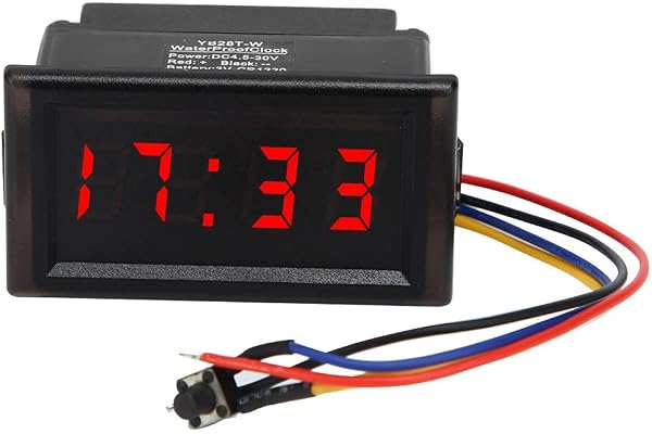 Horloge numérique pour voiture, DC4.5-30V étanche voiture antipoussière horloge électronique automatique LED affichage numérique(rouge)