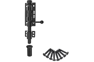 FITHACE Schiebebolzen Torriegel Verdickter Schwerlast Türriegel Verschluss 304 Edelstahl Bolzenriegel Schwarz Massiver Torverschluss Türverriegelungen mit Schrauben und Staubschutzbehälter