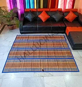 HALLUCINATION  Chatai Mats for Sleeping | Sleeping Mat | Korai Grass Mat | Chatai Mats for Home | River Grass Mat | Yoga Mat | Madur Mat | Madur-Kathi Mat (Peacock Blue Sleeping Mat, 6ft X 6ft)