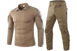Czen Camisa de Combate Militar Hombre, Uniforme TáCtico, Camisas de Manga Larga Pantalones Trajes Camisa Airsoft Bdu Traje de Camuflaje de Paintball