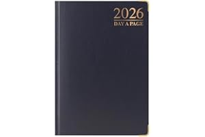 1ABOVE Premium Quality 2026 Diary | A5 Day to Page Diary | Hardback Gilt Edges Metal Corners for Home and Office Use (Black)