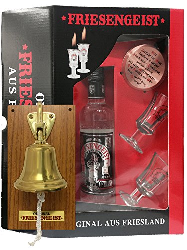 Preisvergleich Produktbild Friesengeist Geschenkpackung 0,35 Liter mit 2 Gläsern und Pfanne + Friesengeistfeuerglocke