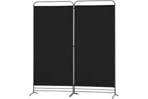 Angel Living Biombo Divisor de 2 Paneles,Separadores de Ambientes Biombos Separador,Biombos Exterior Jardin para Oficinas Balcón Dormitorio Jardín al Aire Libre, 162cm x 180cm Negro