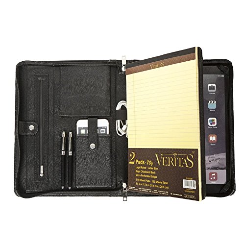 Preisvergleich Produktbild Coface Professionelle Litchi Vollnarbige Leder Reißverschluss Ring Binder Business Portfolio Organizer für ipad pro 10,5 ", A4 / A5 Notebook Papier