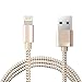 Produktbild PhoneStar lightning zu USB Ladekabel Textil Premium Kabel [HIGH SPEED CHARGING] für iPhone X, 8, 8 Plus, 7, 7 Plus, 6, 6s, 6 Plus, 6s Plus, SE, 5s, 5c, 5, iPad in gold
