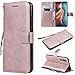 Produktbild Huawei P30 Hülle, Leder Tasche Handyhülle Flip Wallet Schutzhülle für Huawei P30 mit Ständer und Kartenfächer/Magnetverschluss #Q (Rotgold)