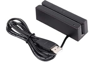 WALFRONT Lettore di Schede Lettore di Smart Card con Striscia Magnetica USB con 3 Tracce Hi Lo per Sistema POS Registro Cassa Bancari Controllo Accessi Verifica ID,ECC