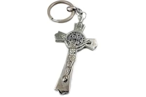 Nazareth Store Llavero de la Cruz de la Medalla de San Pedro Benedicto Llavero católico Jerusalén Encanto 3"