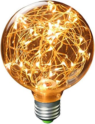 Kercan E27 G95 Starry Sky Retro Vintage Edison LED Firework Filament MulticolorDecorative Globe Light Bulb Lamp AC 95-265V (Clear Glass)