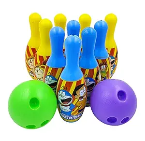 Humaira Plastic Bowling Game Set Toy with 10 Pins, 2 Balls Sports Toy Game for Kids (Blue)