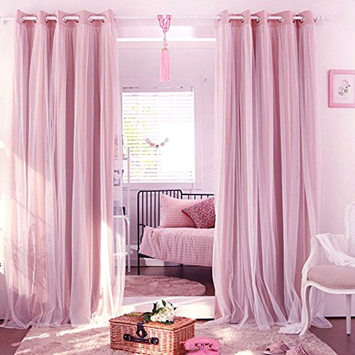 Hoomall Blickdichte Gardinen Ösenvorhang Blickdicht und Transparent Vorhang für Schlafzimmer Kinderzimmer Verdunklungsgardine Ösenschal B*H 140*245cm 1er set Hellrot - 4